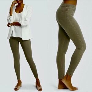 Spanx Jean-Ish Ankle Legging Women’s XL Olive Green Denim Stretch Tummy Shaping